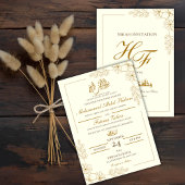 Goud Bloemen Lijst Elegant Witboek Modern Nikah Kaart