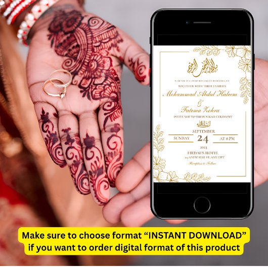 Goud Bloemen Lijst Elegant Witboek Modern Nikah Kaart