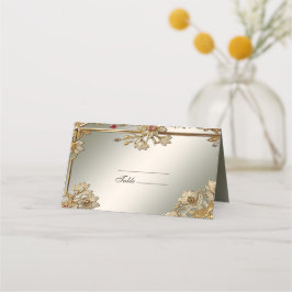 Goud Bloemen Lijst Place Card Plaatskaartje