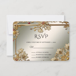Goud Bloemen Lijst RSVP Kaart
