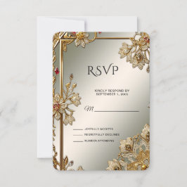 Goud Bloemen Lijst RSVP Kaart