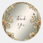 Goud  Bloemen Lijst Sticker (Voorkant)