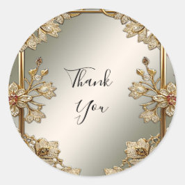 Goud Bloemen Lijst Sticker