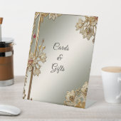 Goud  Bloemen Lijst Tafelblad Tekenen Reclamebord Met Voetstuk (Insitu)