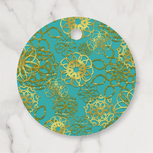 Goud Bloemen Mandalas Bruiloft Vrijgezellenfeest P Bedankjes Labels (Achterkant)