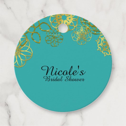 Goud Bloemen Mandalas Bruiloft Vrijgezellenfeest P Bedankjes Labels (Voorkant)