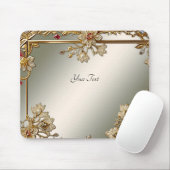Goud  Bloemen Mousepad Muismat (Met muis)