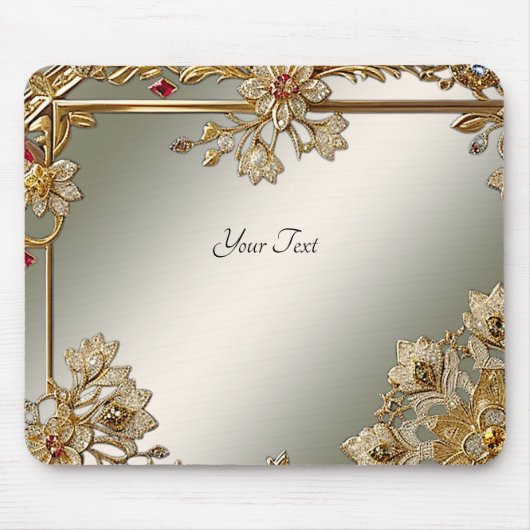 Goud  Bloemen Mousepad Muismat (Voorkant)