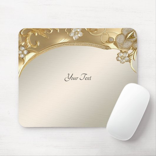 Goud  Bloemen Mousepad Muismat (Met muis)