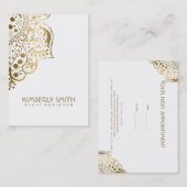 Goud Bloemen Ornament Visitekaartje (Voorkant / Achterkant)