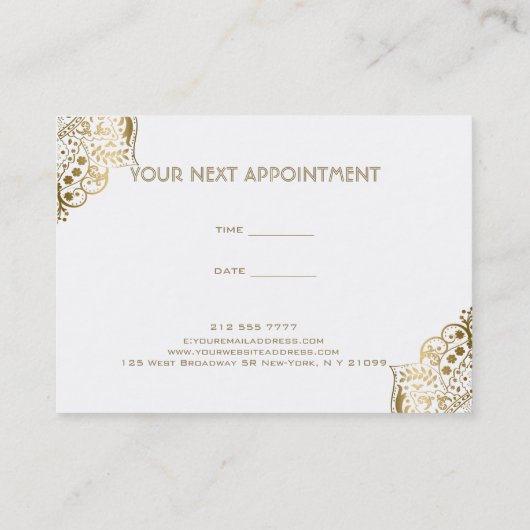 Goud Bloemen Ornament Visitekaartje (Achterkant)