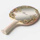 Goud Bloemen Ping Pong Paddle Tafeltennisbatje (Voorkant Gekanteld)