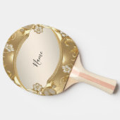 Goud  Bloemen Ping Pong Paddle Tafeltennisbatje (Zijkant)