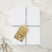 Goud Bloemen Rendier Gift Label Cadeaulabel (Met Touw)