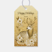 Goud Bloemen Rendier Gift Label Cadeaulabel (Achterkant)