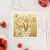 Goud Bloemen Rendier Papier Servet (Insitu)