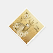 Goud Bloemen Rendier Papier Servet (Hoek)