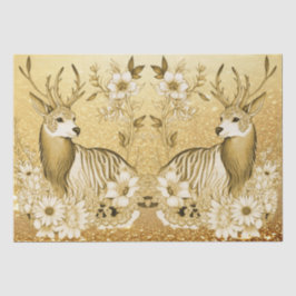 Goud Bloemen Rendier Vakantie Weefsel Papier