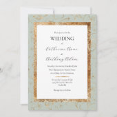Goud Bloemen Sage Groen Modern Bruiloft Kaart (Voorkant)
