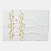 Goud  Bloemen Swirls Lijst Theedoek (Horizontaal)