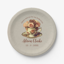 Goud Bloemen Tea Party Vrijgezellenfeest Papieren Bordje