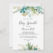 Goud Bloemen Tropisch groen Baby Strooien Kaart (Voorkant)