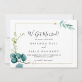 Goud Bloemen Tropisch groen Elopement Aankondiging (Voorkant)