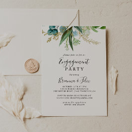 Goud Bloemen Tropisch Groen Verlovingsfeest Kaart