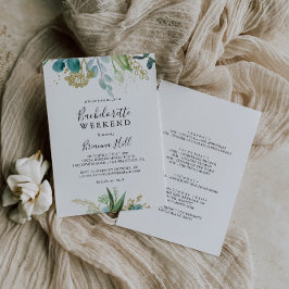 Goud Bloemen Tropisch Groen Vrijgezellenweekend Kaart