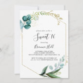 Goud Bloemen Tropisch Groen Zoet 16 Verjaardagsfee Kaart (Voorkant)