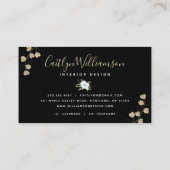 Goud Bloemen Waterverf Stijlvol Zwart Script Moder Visitekaartje (Achterkant)