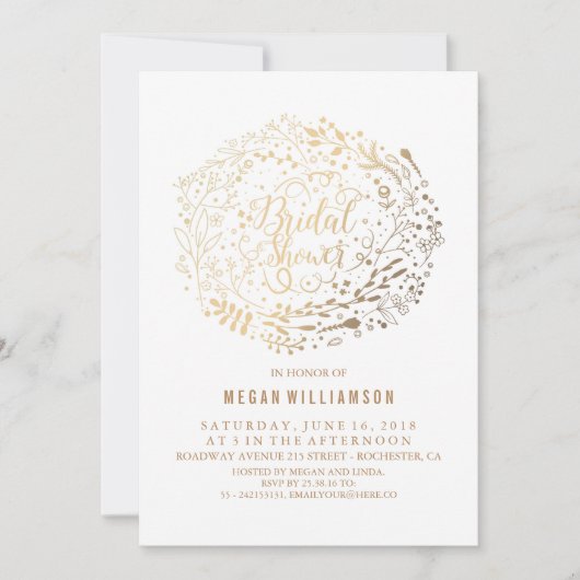 Goud Bloemen  Wit Vrijgezellenfeest Kaart (Voorkant)