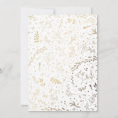 Goud Bloemen  Wit Vrijgezellenfeest Kaart (Achterkant)