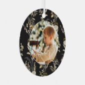 Goud Bloemen Zwart Foto Ornament (Voorkant Rechts)