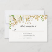 Goud Bloemenblad Waterverf Bruiloft RSVP (Voorkant)