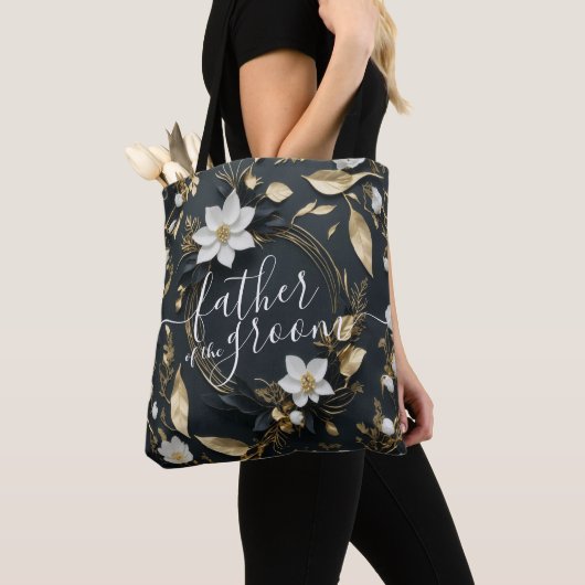 Goud Bloemenkrans Trouwvader van de bruidegom Tote Bag (Dichtbij)