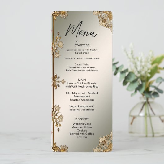 Goud Bloemenmenu Menu (Staand voorkant)