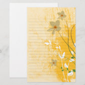 goud bloemig modern ontwerp gelinieerd papier (Voorkant / Achterkant)