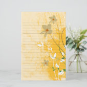 goud bloemig modern ontwerp gelinieerd papier (Staand voorkant)