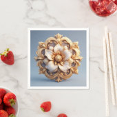 Goud  bloemmedaillon ontwerp servet (Insitu)