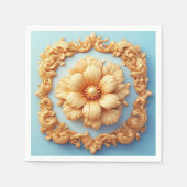 Goud  bloemmedaillon ontwerp servet (Voorkant)