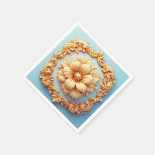 Goud  bloemmedaillon ontwerp servet (Hoek)