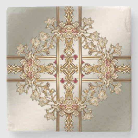 Goud  Bloemsteen Onderzetter (Voorkant)
