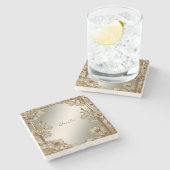 Goud Bloemsteen Onderzetter (Zijkant)