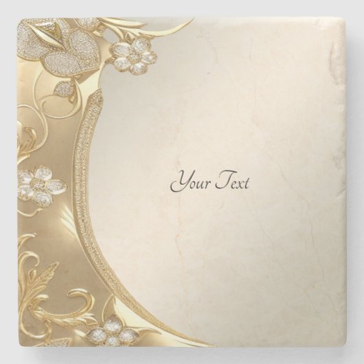 Goud  Bloemsteen Onderzetter (Voorkant)