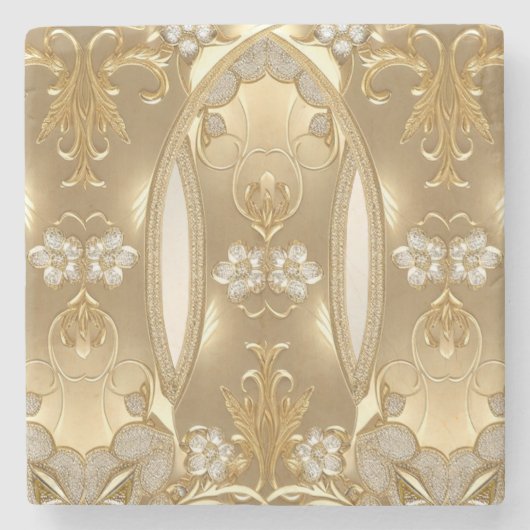 Goud  Bloemsteen Onderzetter (Voorkant)