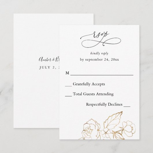 Goud-bloesem zonder maaltijdverticale RSVP (Voorkant / Achterkant)