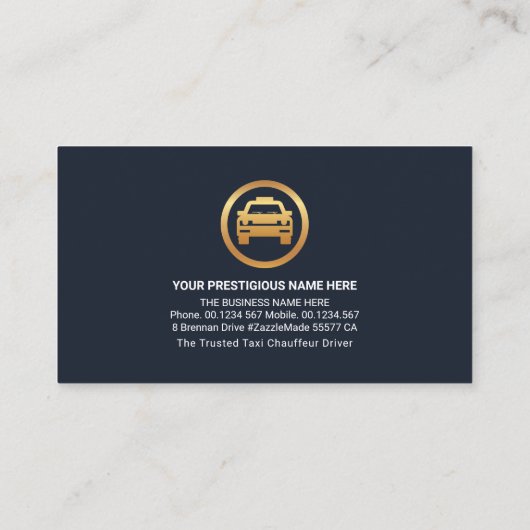Goud blokkeert taxichauffeur taxivervoer visitekaartje (Achterkant)