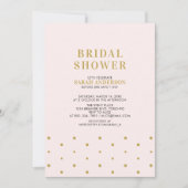 Goud & Blos Roze | Chic Moderne Bruidsuitnodiging Kaart (Voorkant)