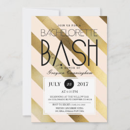 Goud & Blush Bachelorette Bash | Uitnodigen voor f Kaart